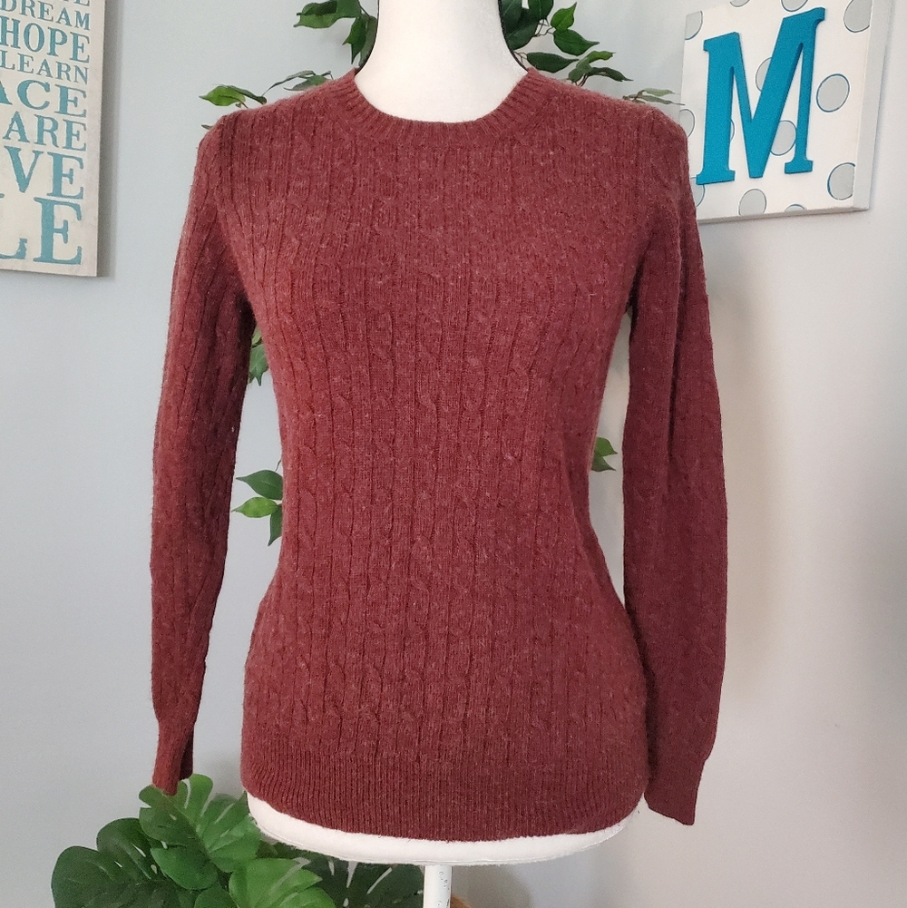 J. CREW Cable Knit Soft Wool Blend Crewneck Sweater M